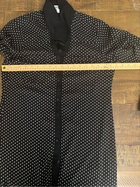 Express S Black Polka Dot Button-Front Dress #9